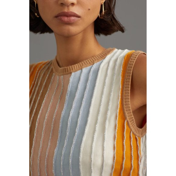 Anthropologie Eva Franco Shimmer Striped Knit Sweater Tank Top - Picture 4 of 5
